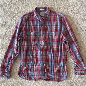 Lucky Brand Red and Blue Plaid Casual Shirt